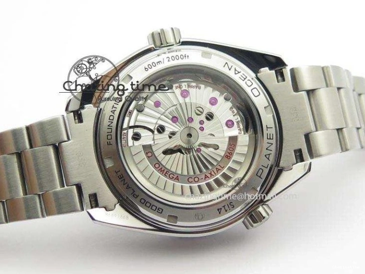 1218 Planet Ocean GMT 43.5mm V6F Goodplanet Orange Marker Blue Dial On SS Bracelet A ModernLook 8215